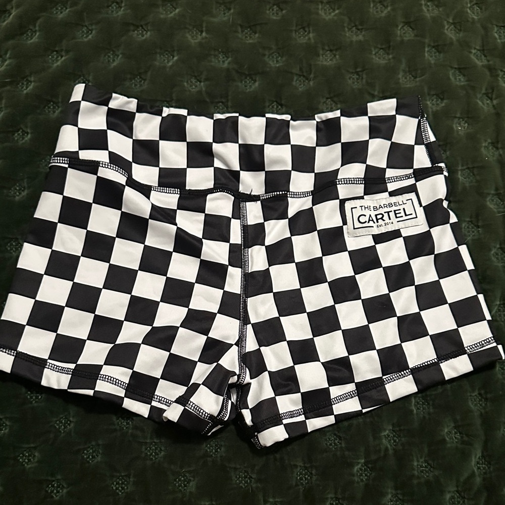 The Barbell Cartel Black and White Checkered Shorts size Large